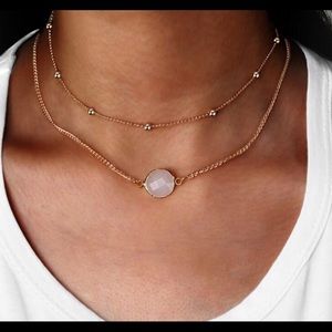 Minimalist opal pendant gold plated necklace
